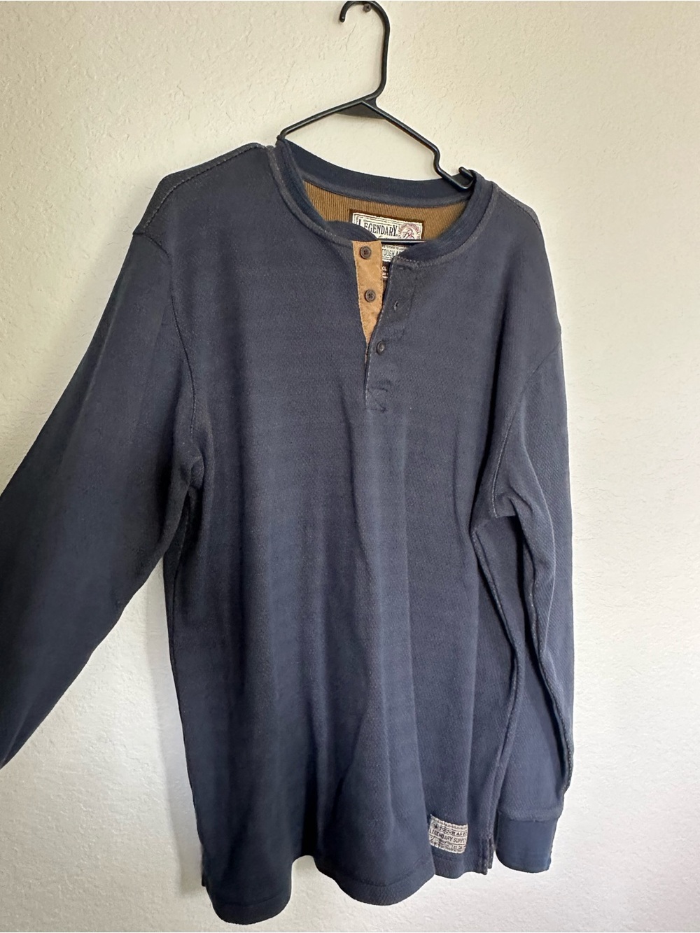 Legendary Whitetails Navy Long-Sleeve Henley with Tan Placket